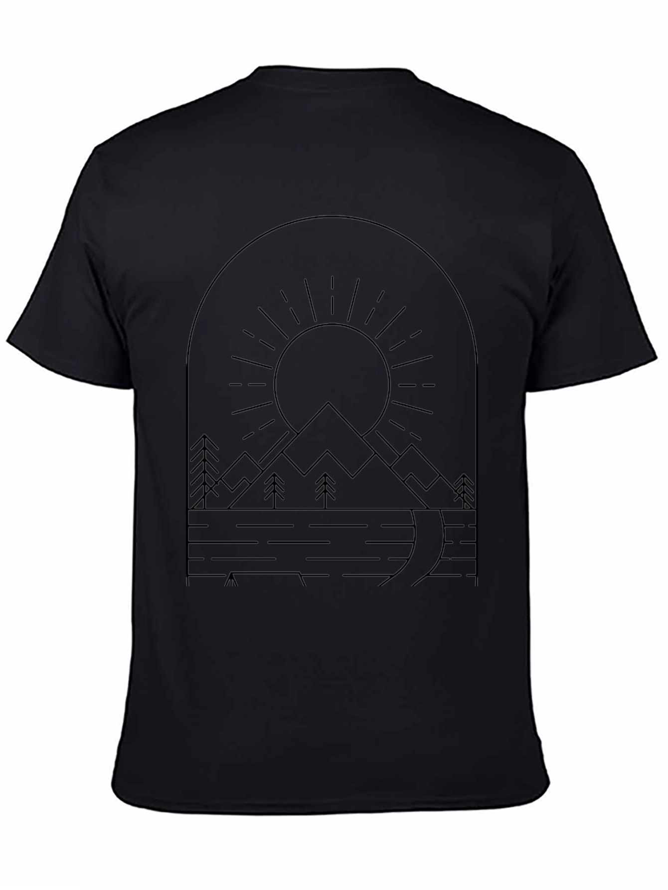 Mountain Landscape Graphic Tee - Black