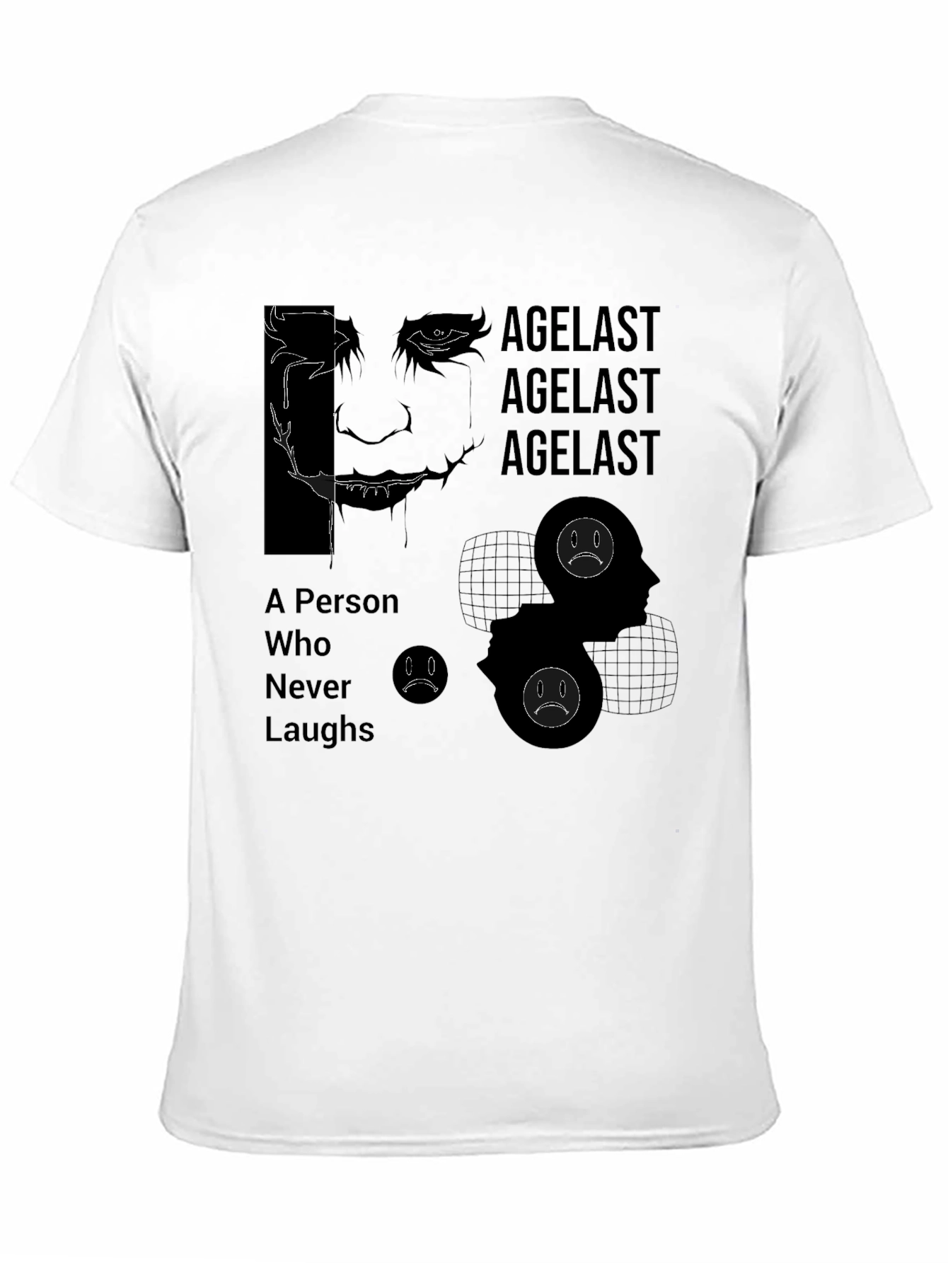 Agelast Graphic Tee: The Unlaughing Man Black T-Shirt