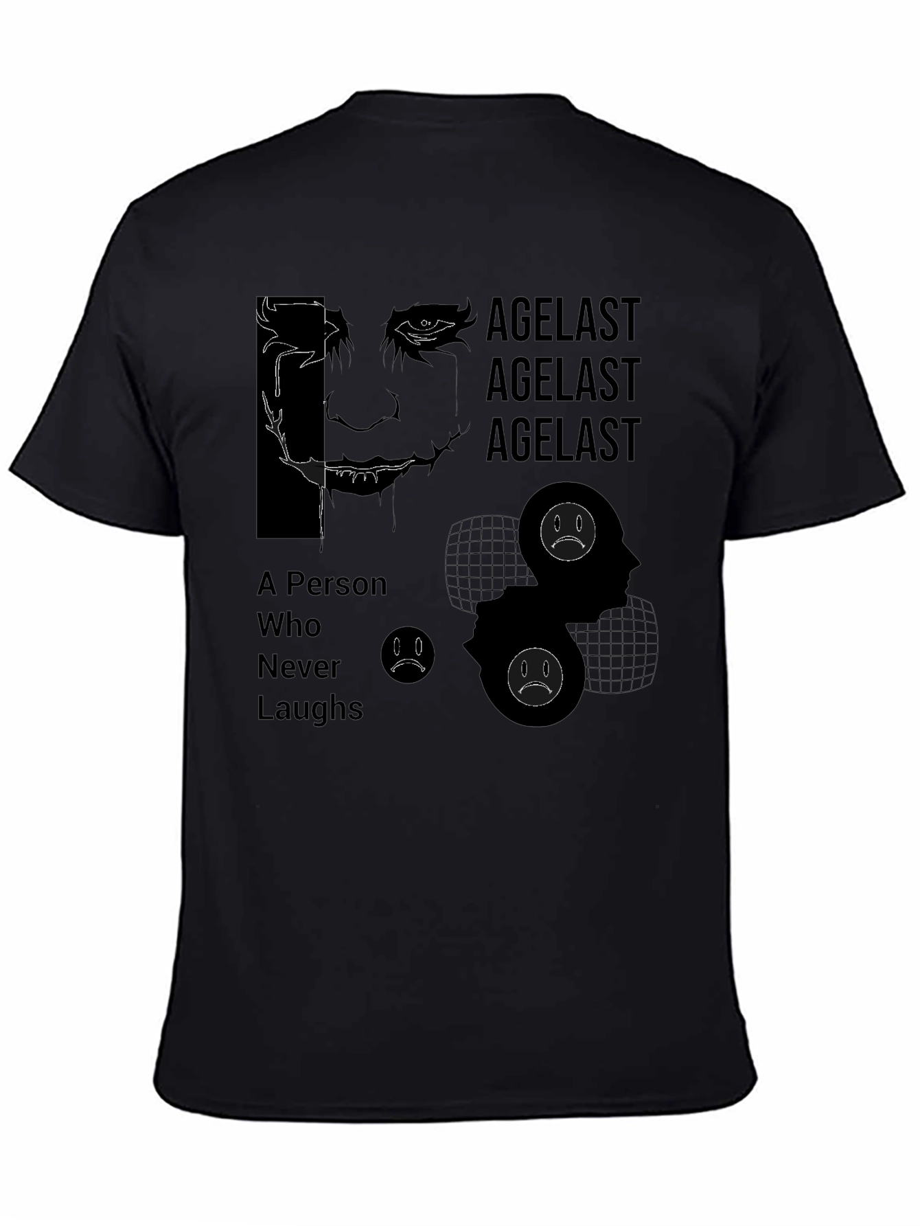 Agelast Graphic Tee: The Unlaughing Man Black T-Shirt