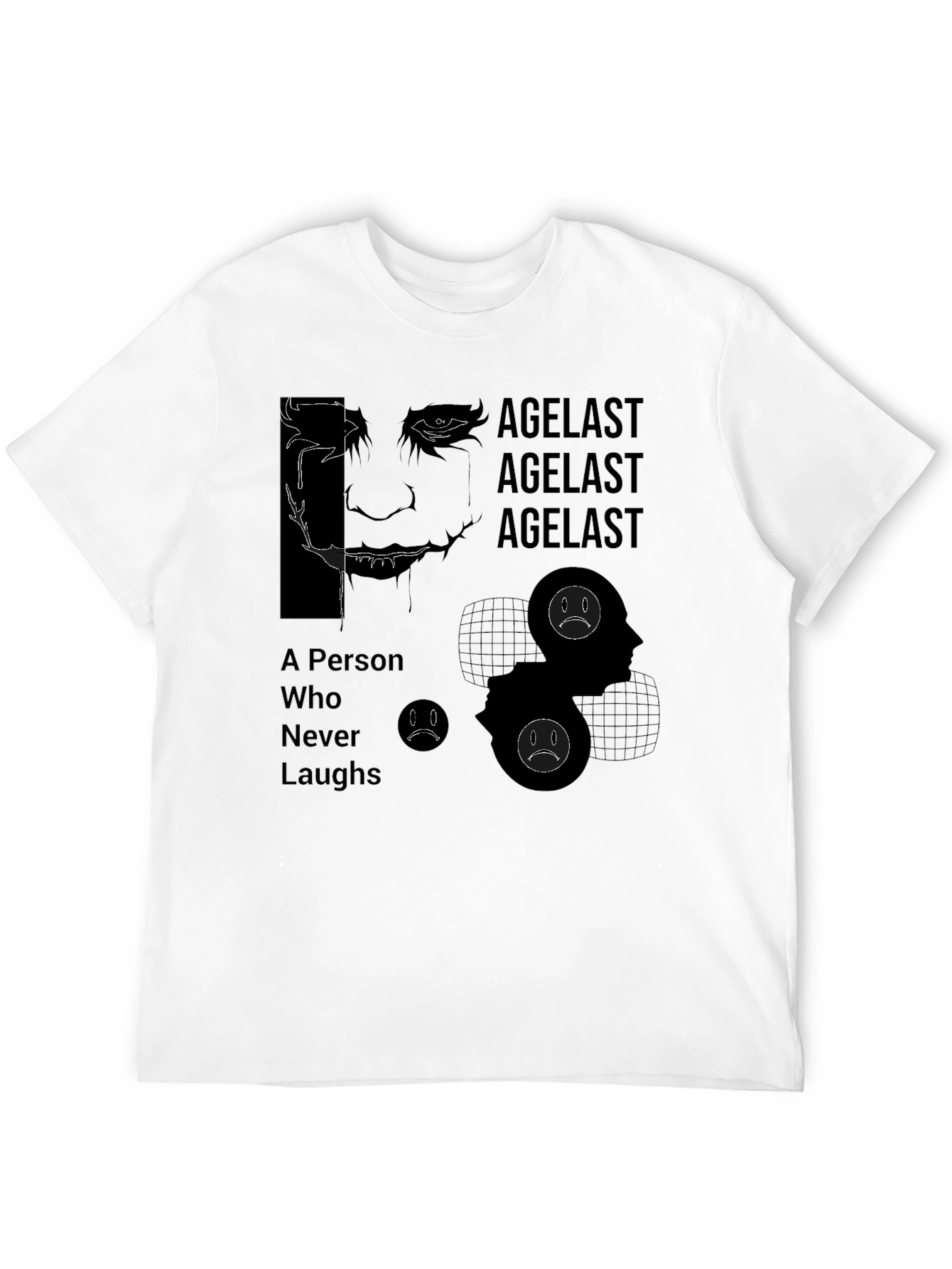 Agelast Graphic Tee: The Unlaughing Man Black T-Shirt