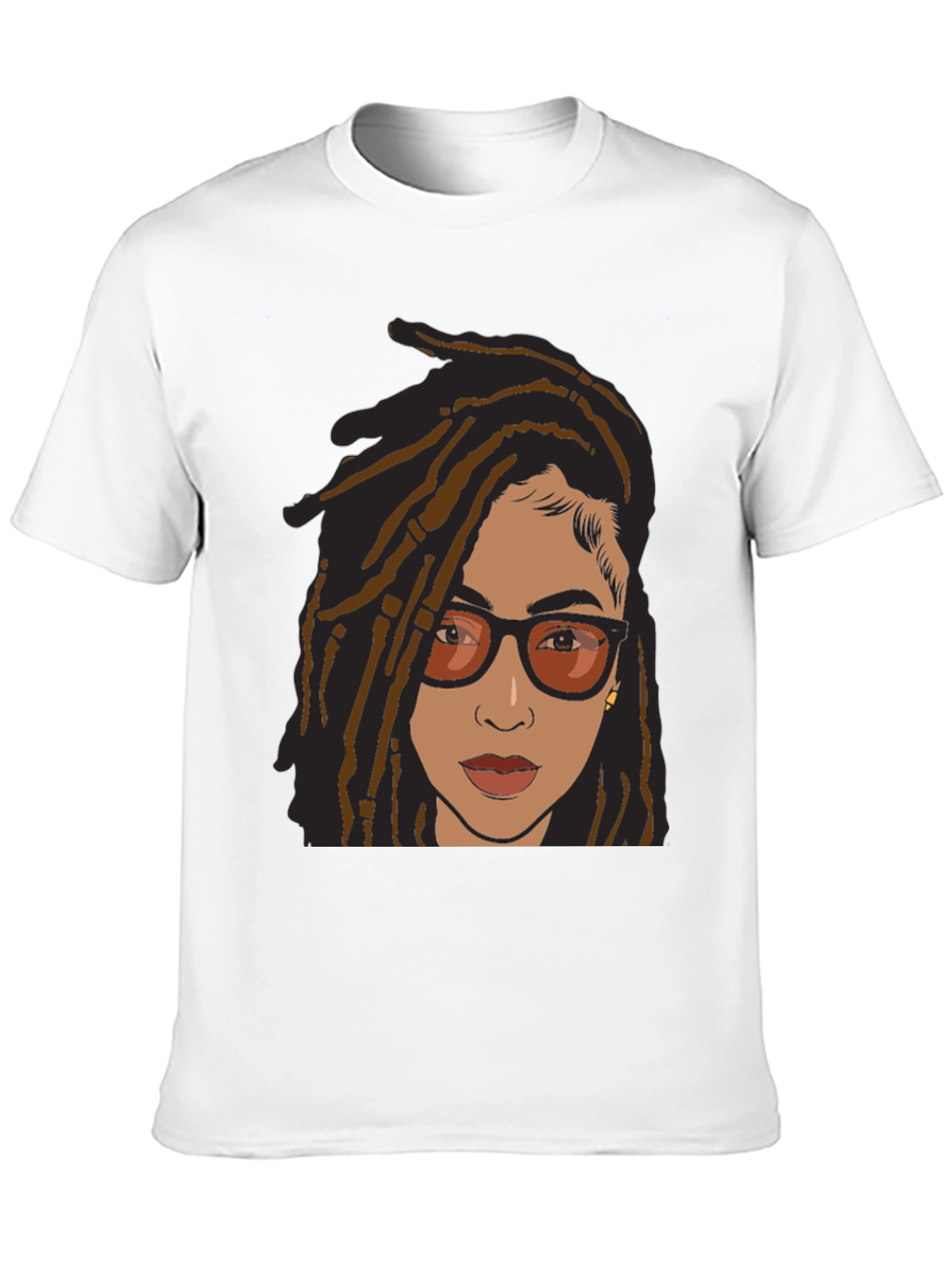 Cool Graphic Tee - Woman with Dreadlocks and Glasses