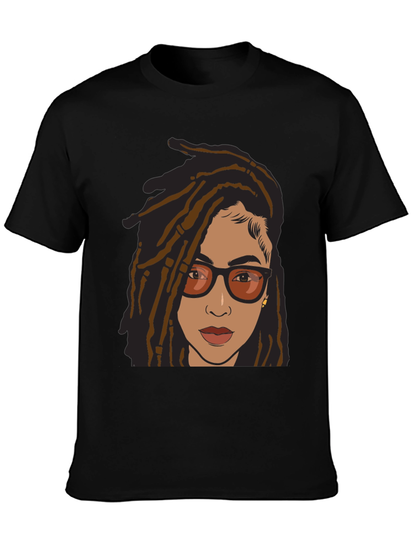 Cool Graphic Tee - Woman with Dreadlocks and Glasses