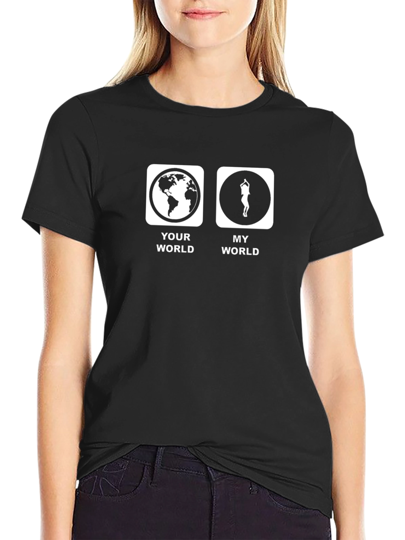 Yoga World T-Shirt - Black Graphic Tee