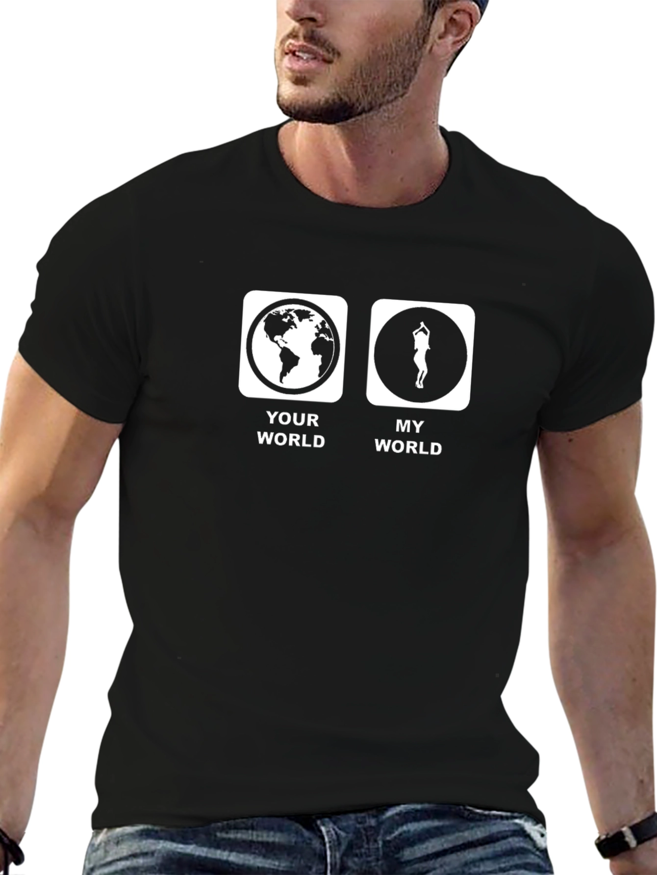 Yoga World T-Shirt - Black Graphic Tee