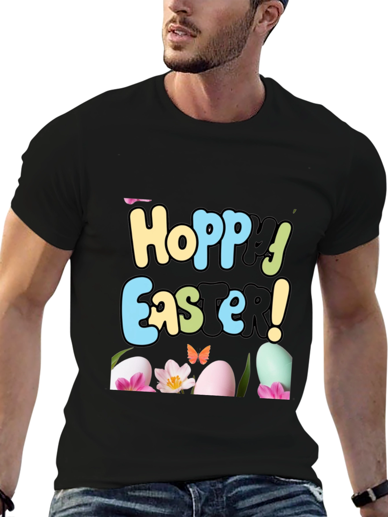 Hoppy Easter T-Shirt: Egg & Flower Design