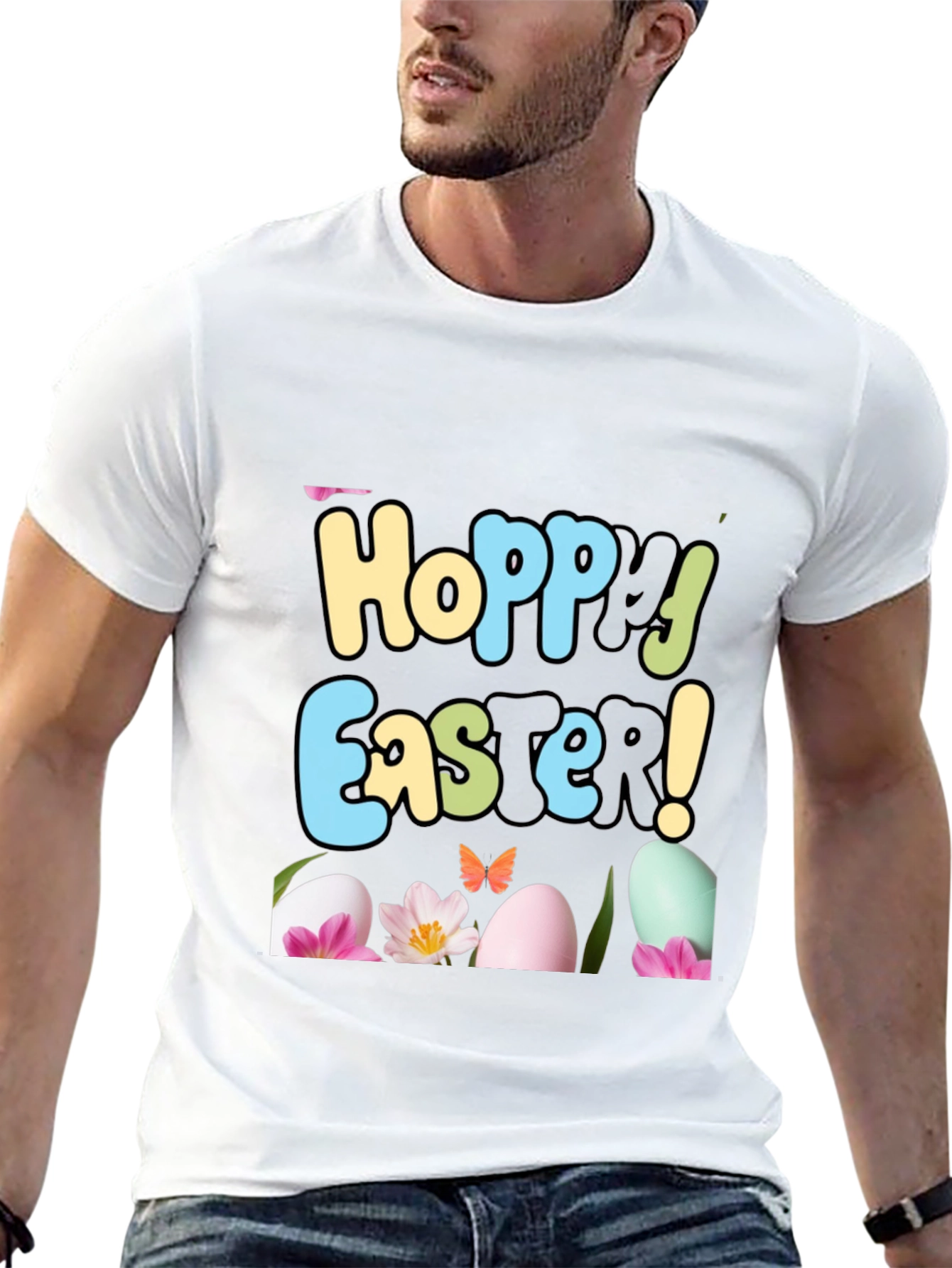 Hoppy Easter T-Shirt: Egg & Flower Design
