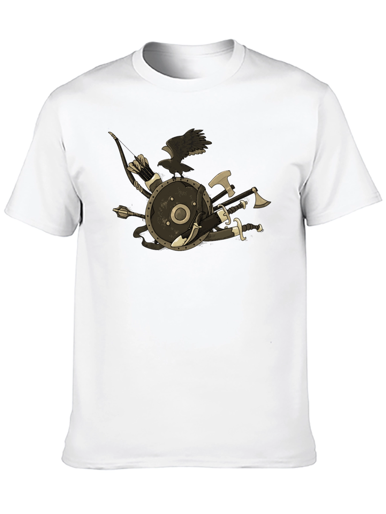 Viking Warrior T-Shirt - Raven Shield Swords