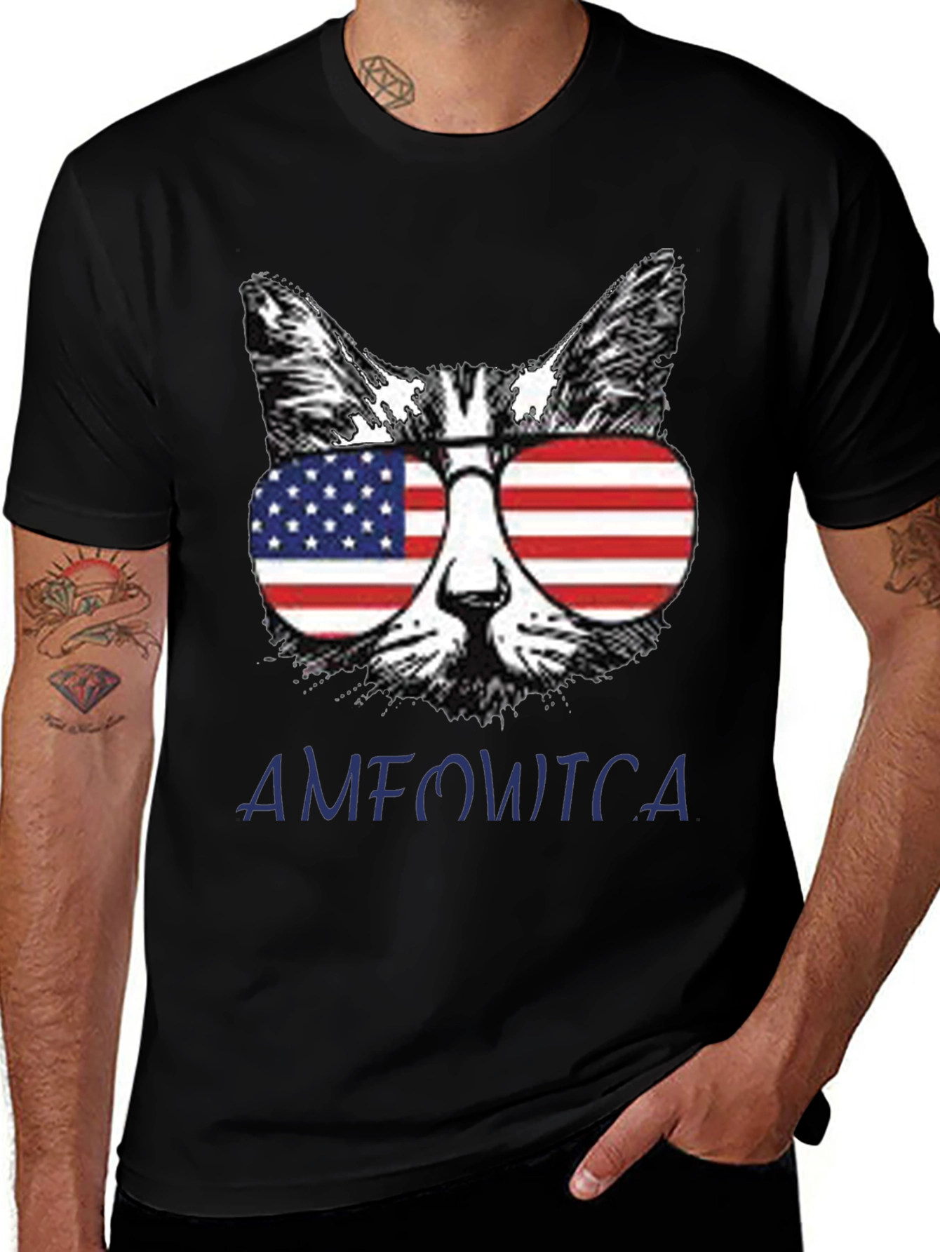 Patriotic Cat T-Shirt - AMFOWTCA Design