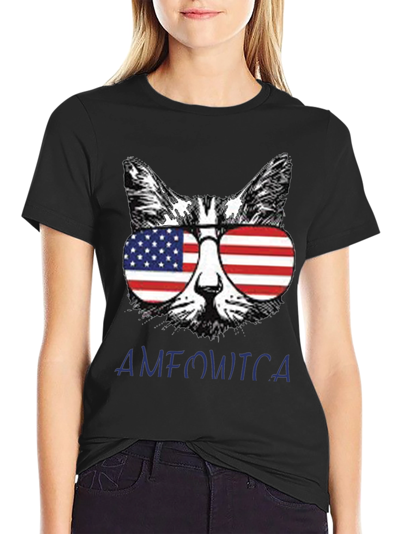 Patriotic Cat T-Shirt - AMFOWTCA Design