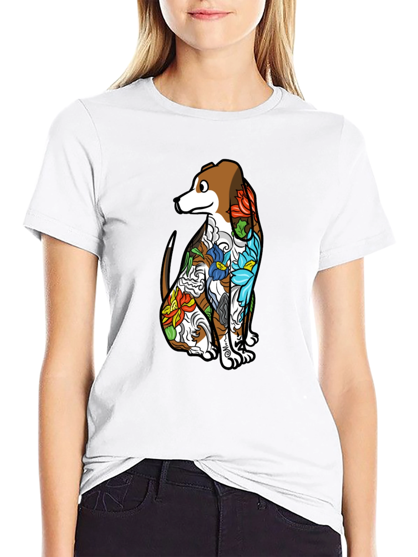 Dog Tattoo Art Black T-Shirt