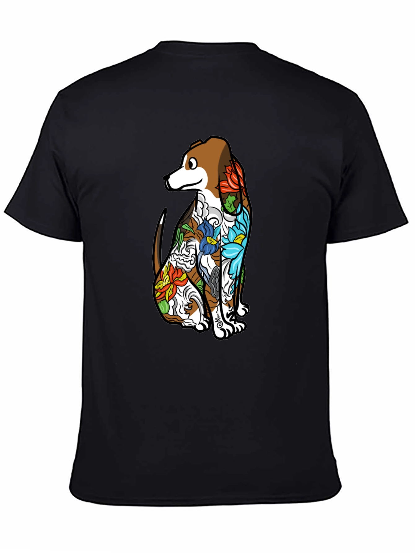 Dog Tattoo Art Black T-Shirt