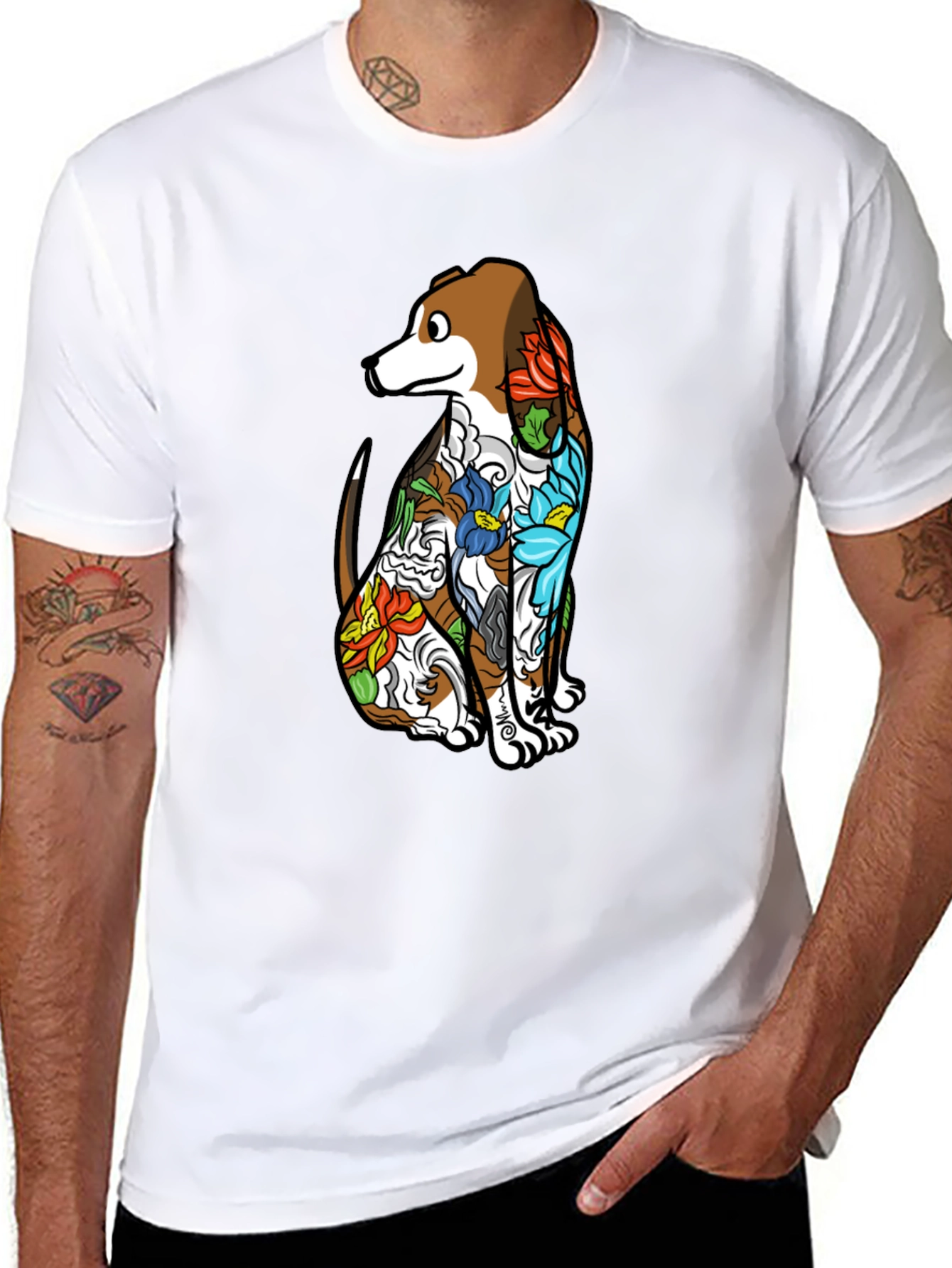 Dog Tattoo Art Black T-Shirt