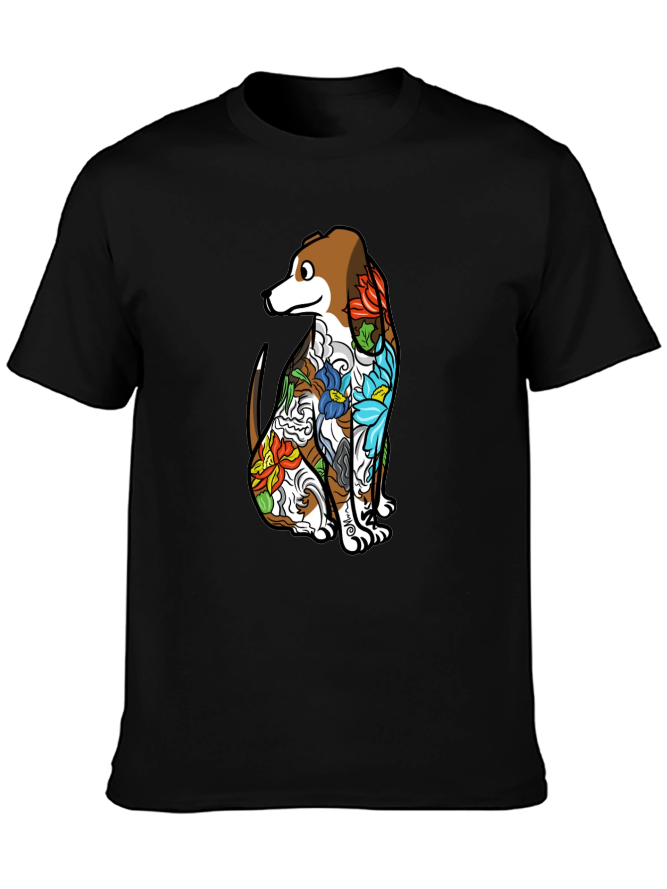 Dog Tattoo Art Black T-Shirt