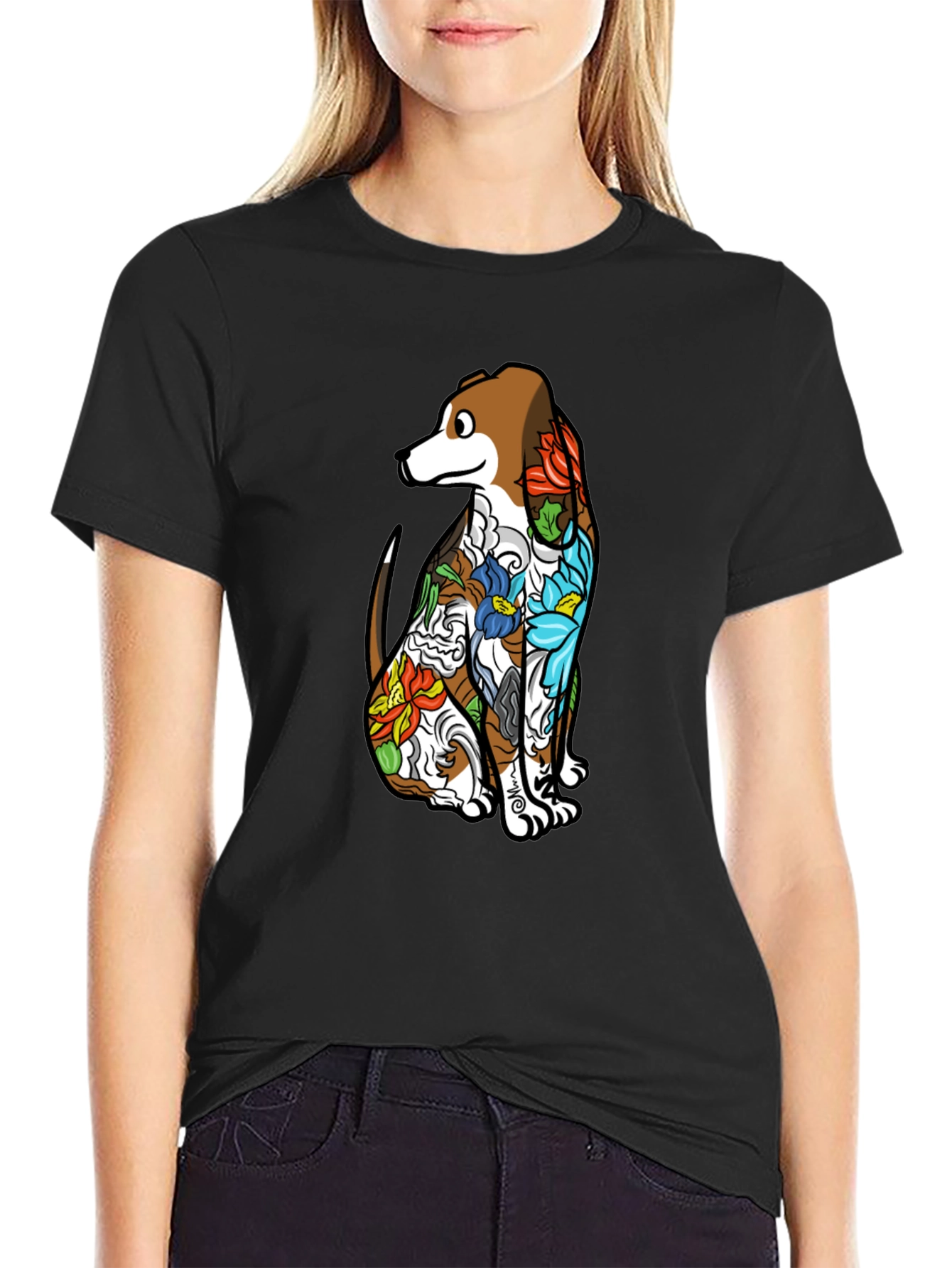 Dog Tattoo Art Black T-Shirt