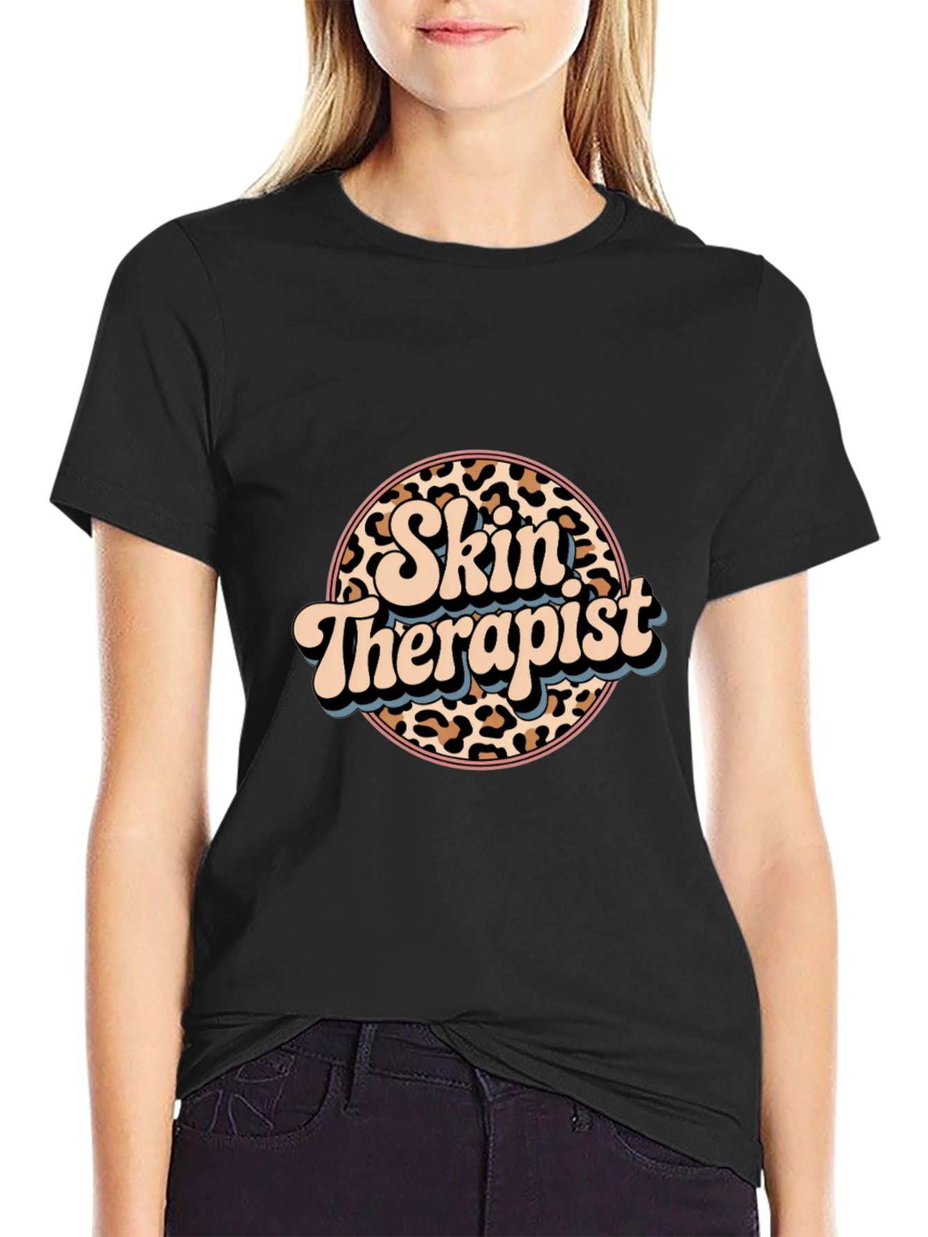 Skin Therapist Leopard Print Graphic Tee