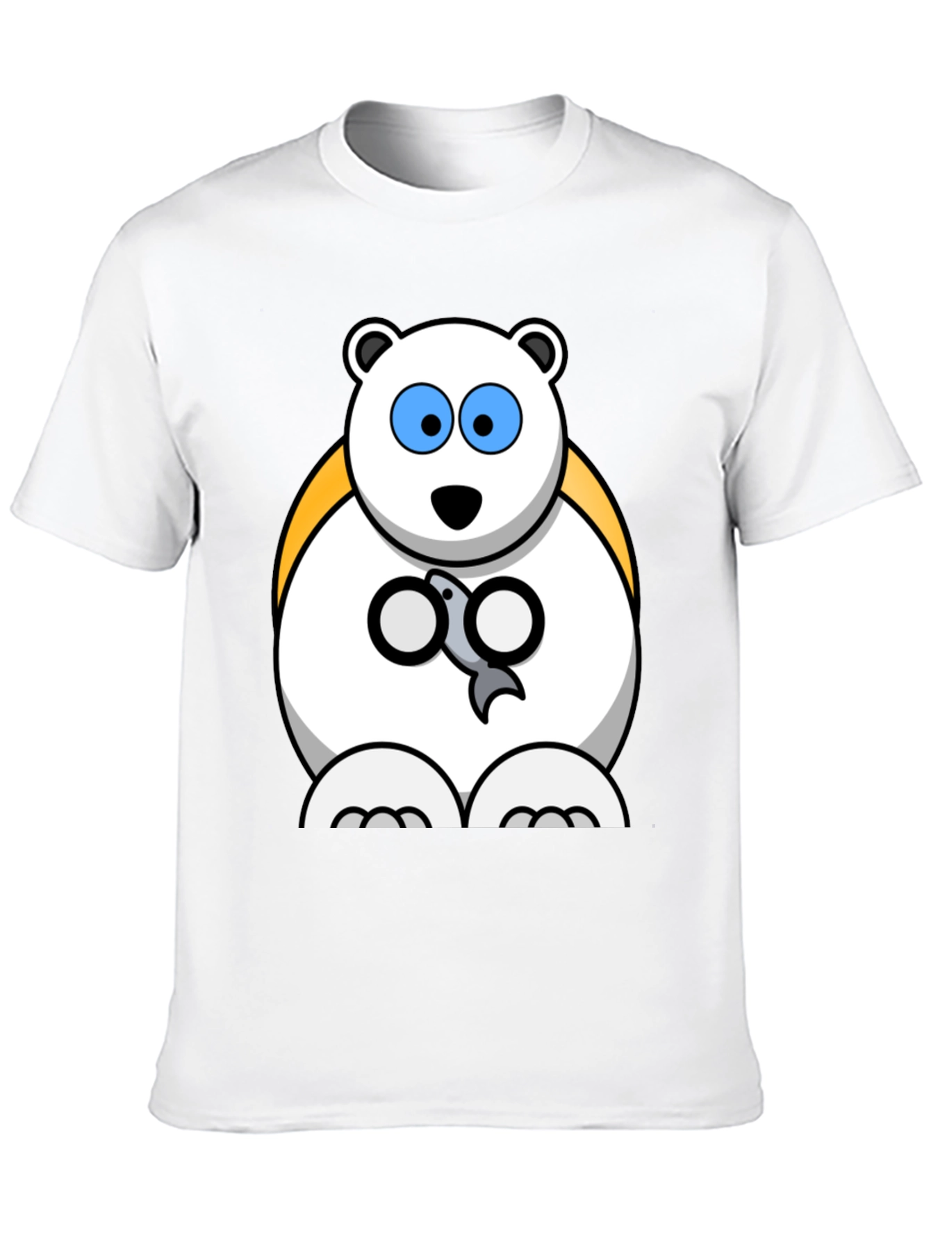 Polar Bear Cartoon Graphic Print Black T-Shirt