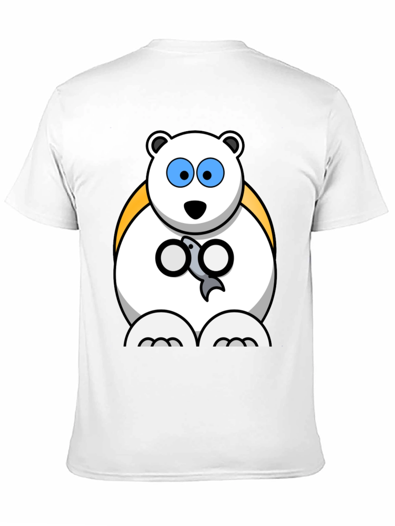 Polar Bear Cartoon Graphic Print Black T-Shirt