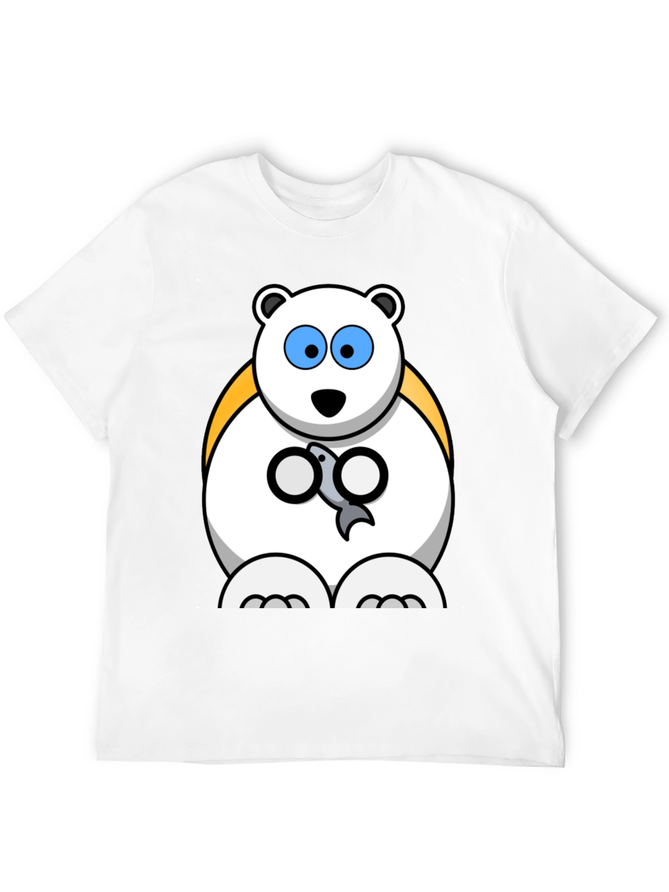 Polar Bear Cartoon Graphic Print Black T-Shirt
