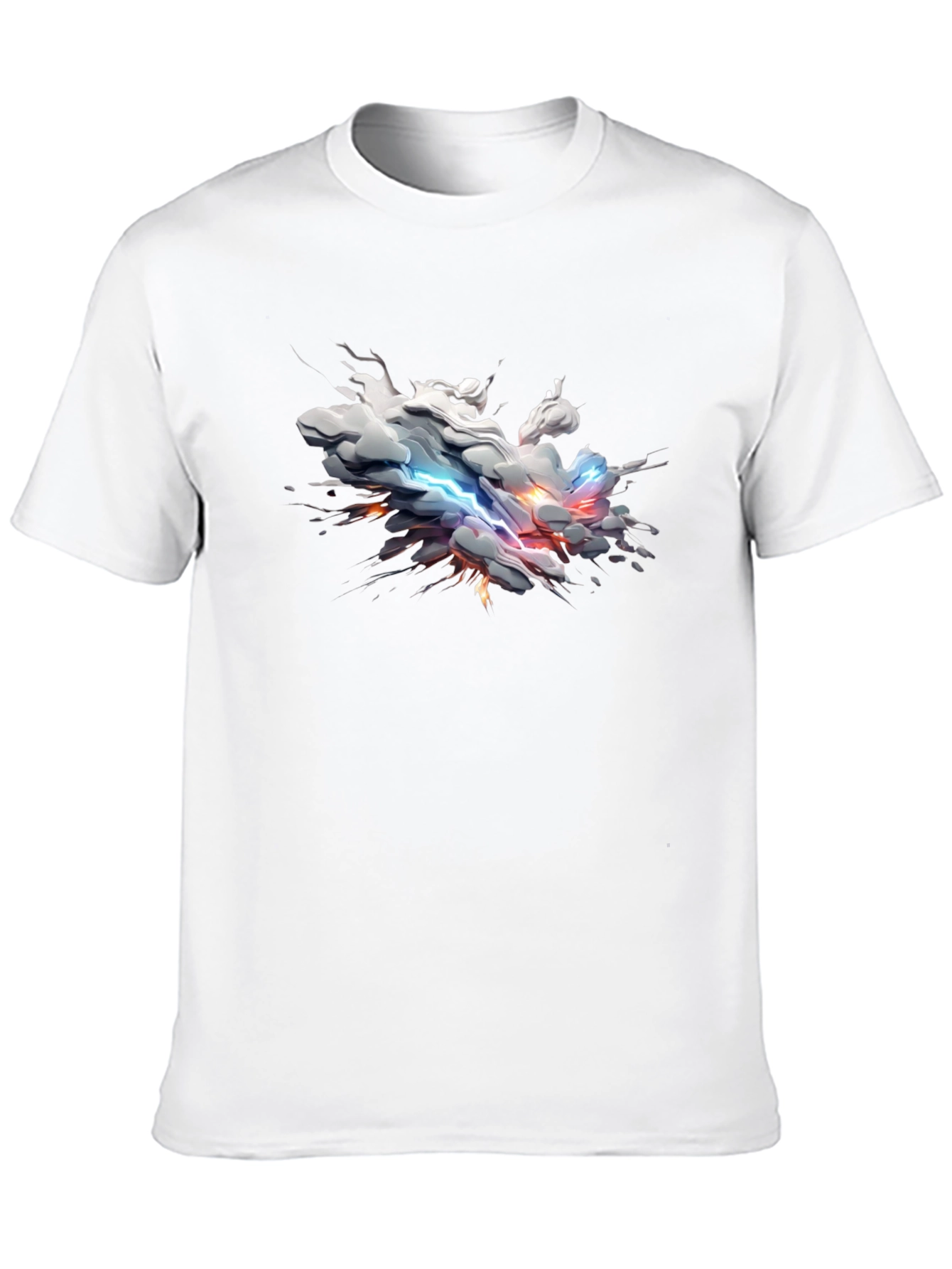 Stylish Black Tee with Abstract Lightning Cloud Design
