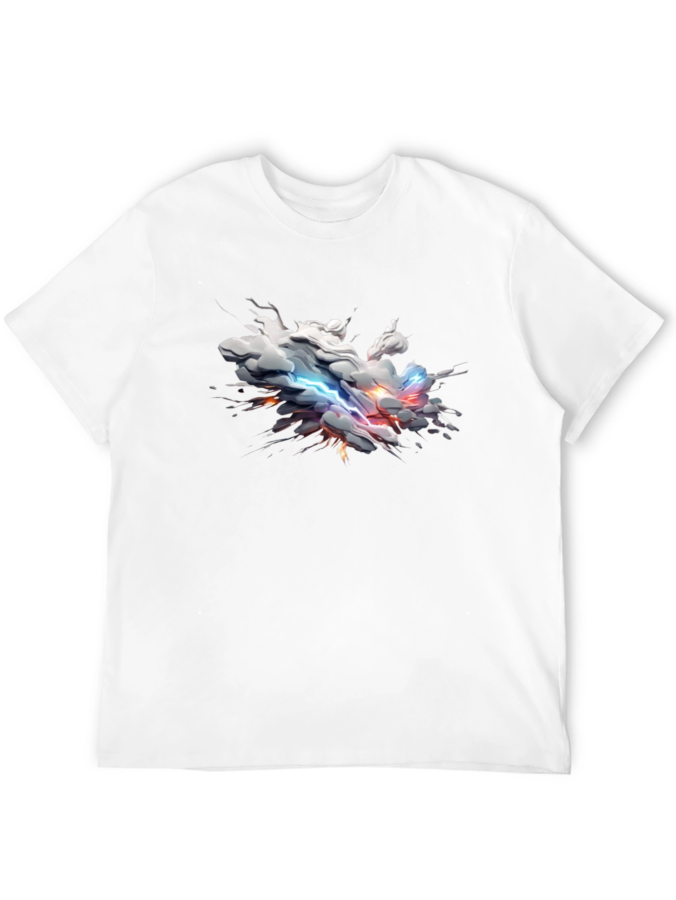 Stylish Black Tee with Abstract Lightning Cloud Design