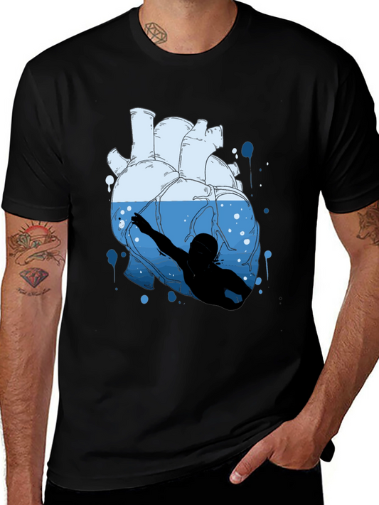 Heart Swimmer Graphic Tee - Unique Design!