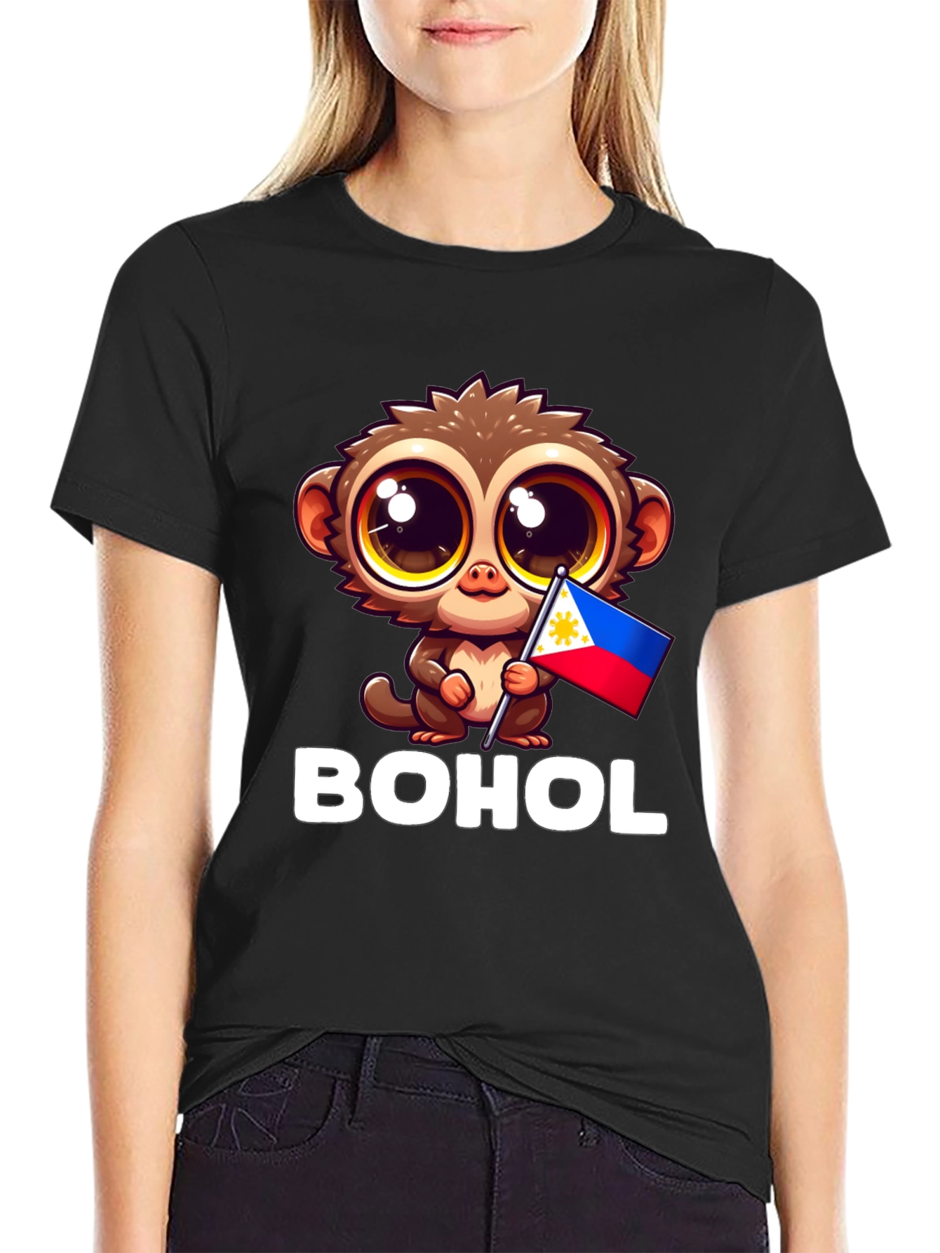 Bohol Tarsier Philippines Flag Graphic Tee