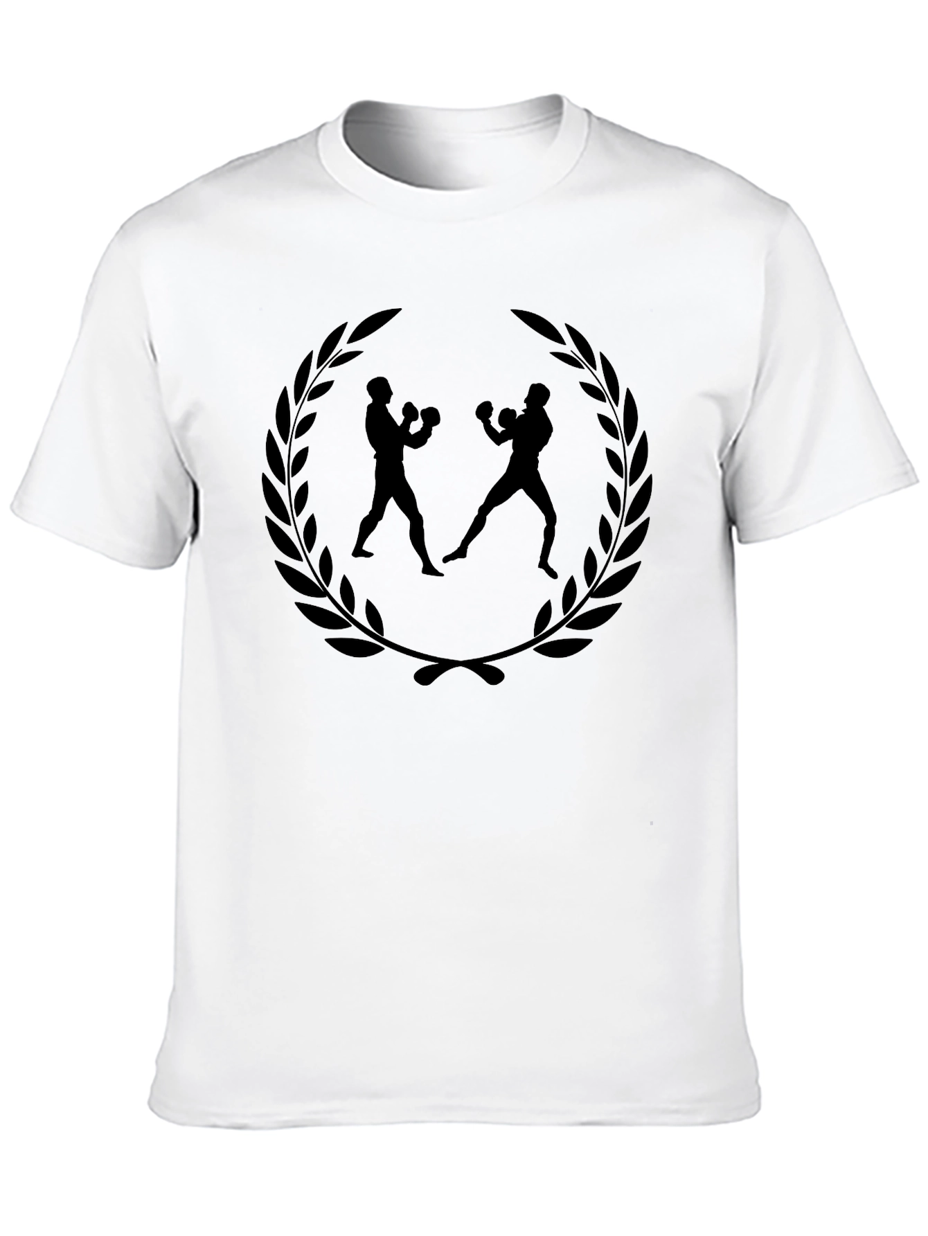 Boxing Laurel Graphic Tee - Black Cotton T-Shirt