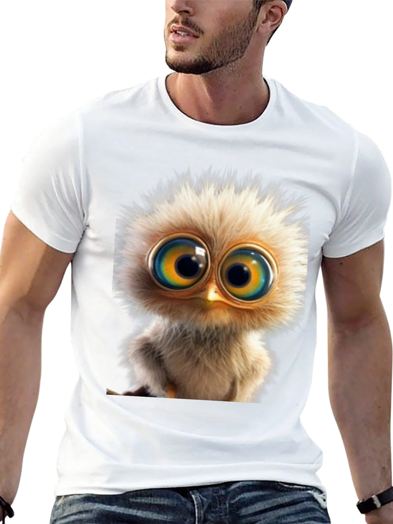 Cute Bird Graphic Tee - Soft Black Cotton