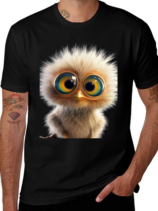 Cute Bird Graphic Tee - Soft Black Cotton
