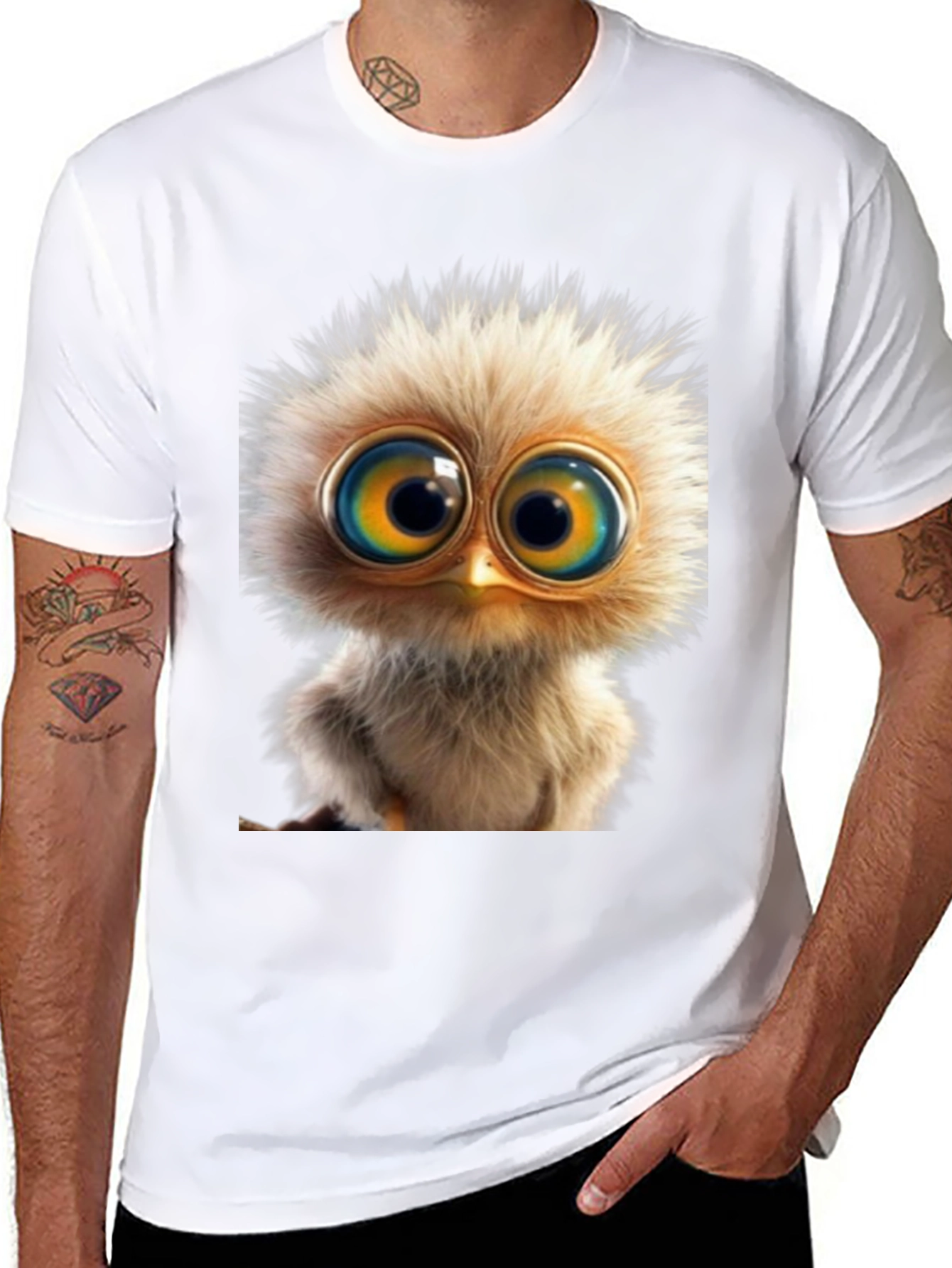 Cute Bird Graphic Tee - Soft Black Cotton