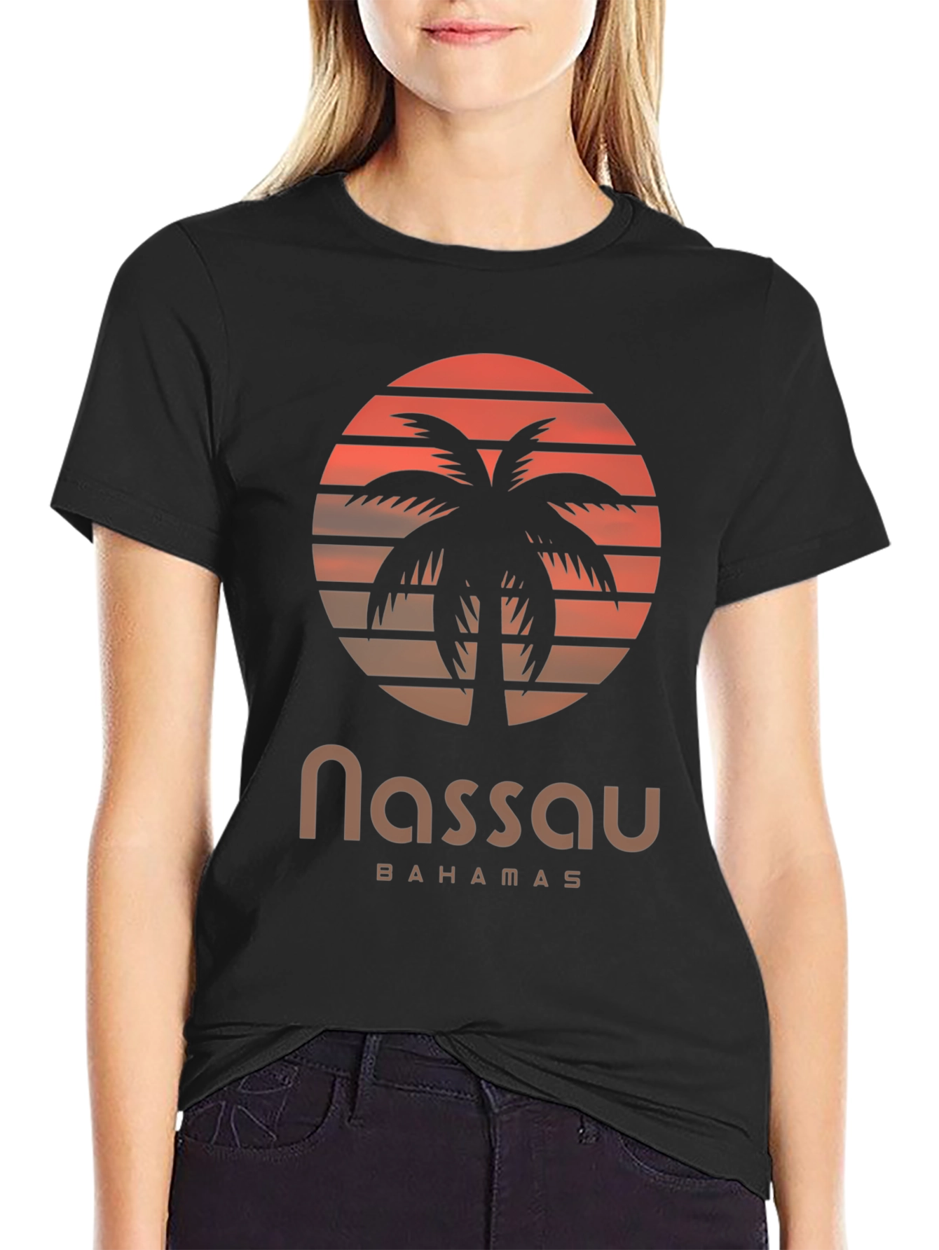 Nassau Bahamas Palm Tree Sunset Graphic T-Shirt