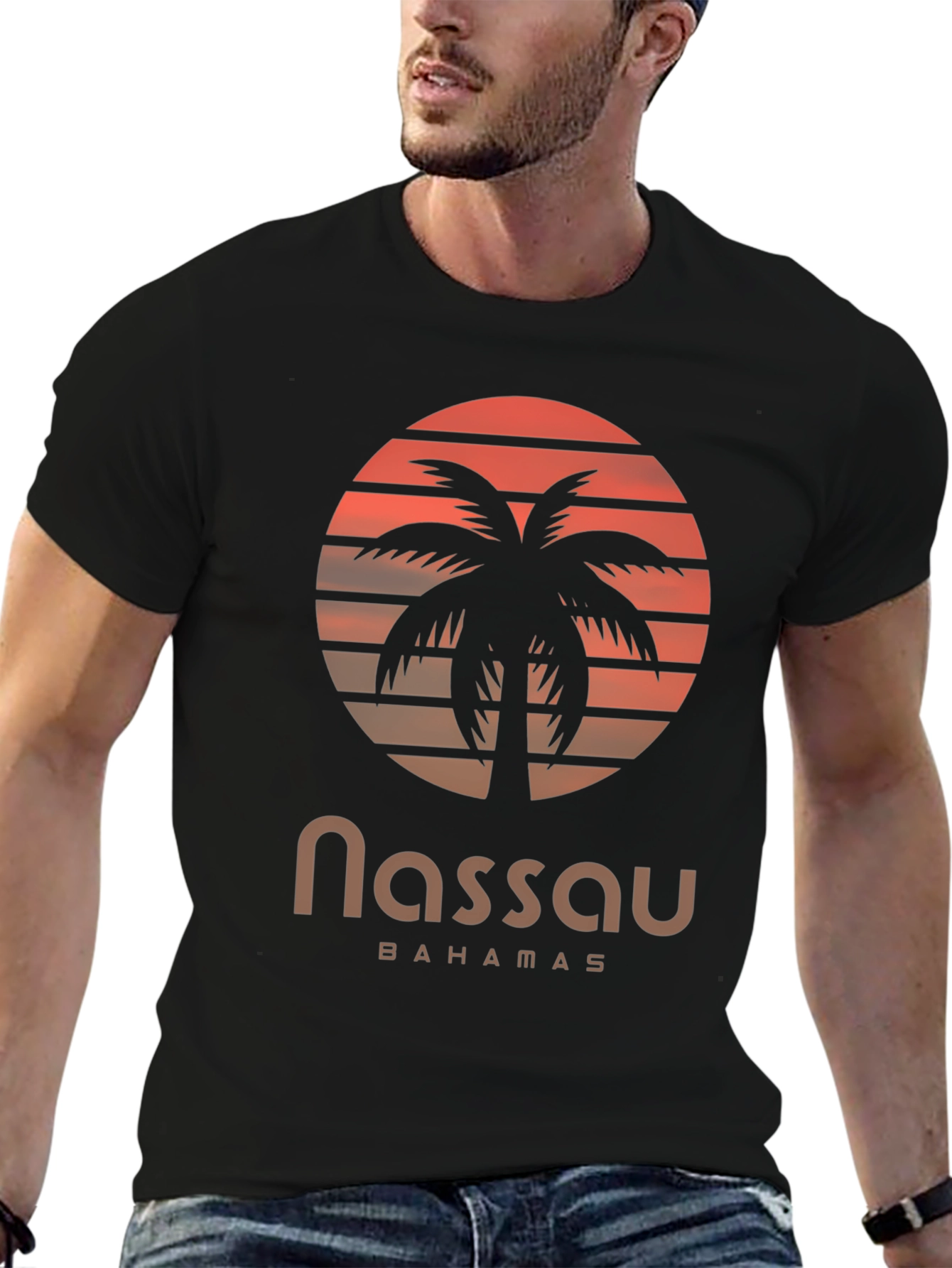 Nassau Bahamas Palm Tree Sunset Graphic T-Shirt
