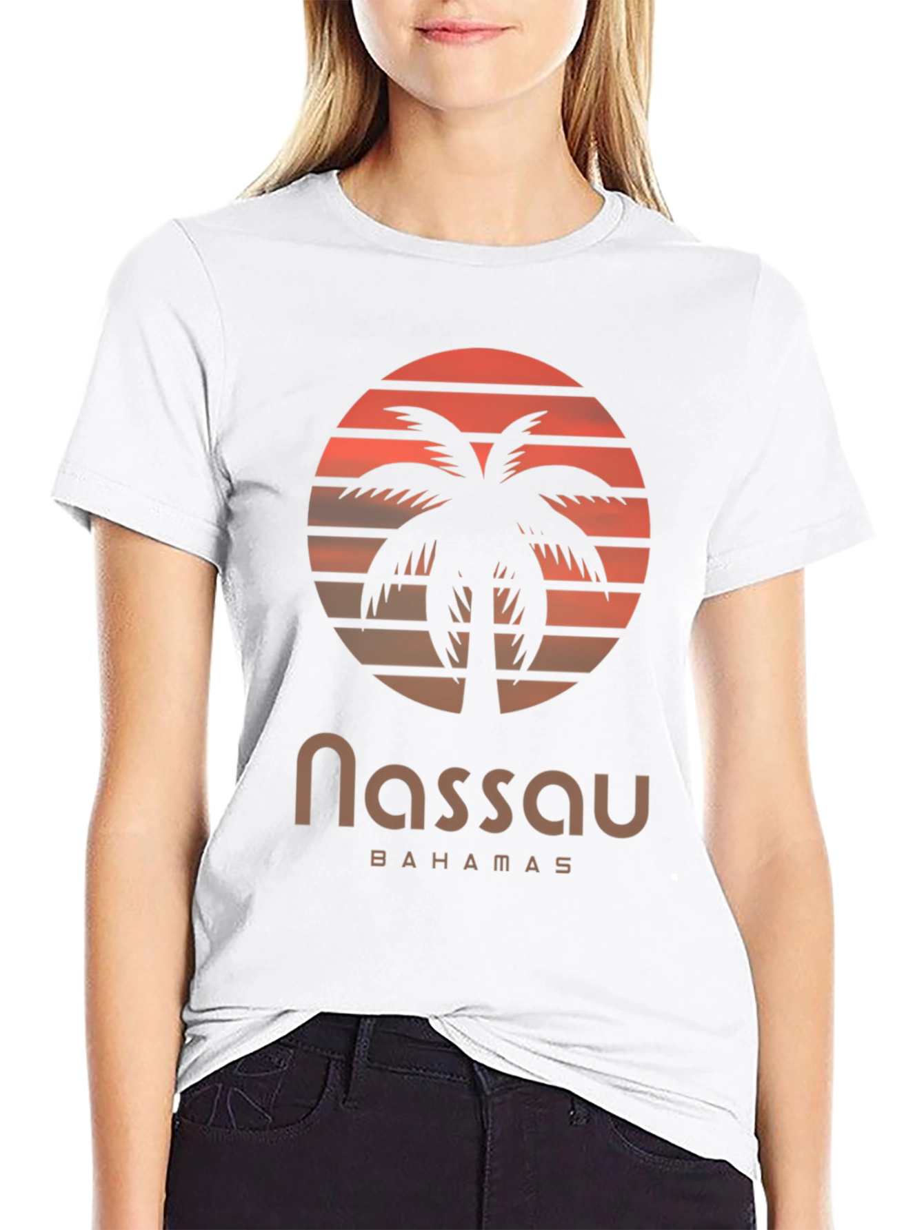 Nassau Bahamas Palm Tree Sunset Graphic T-Shirt