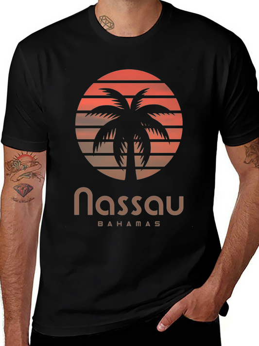 Nassau Bahamas Palm Tree Sunset Graphic T-Shirt