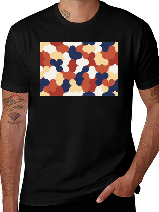 Retro Pattern Black T-Shirt