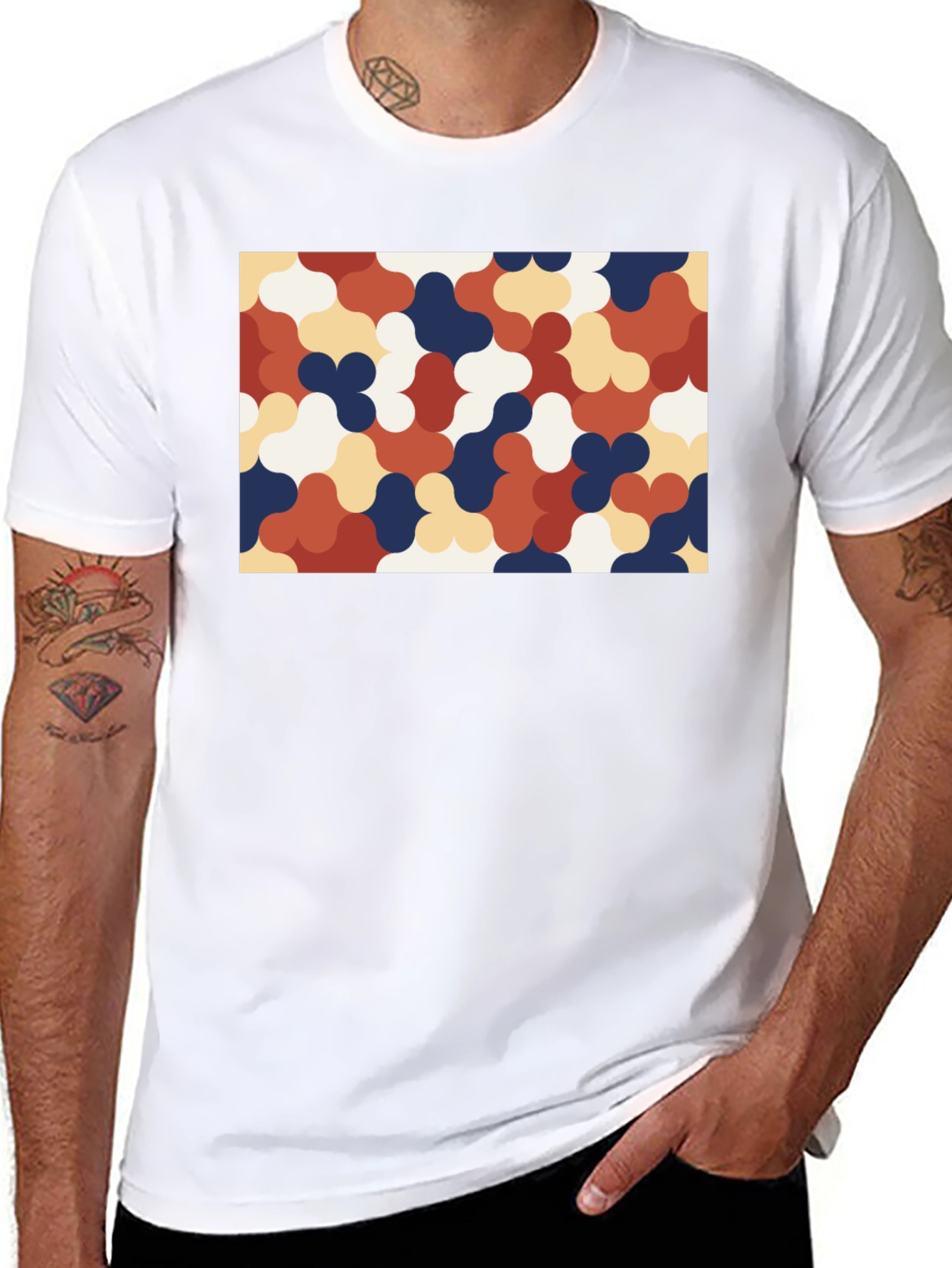 Retro Pattern Black T-Shirt