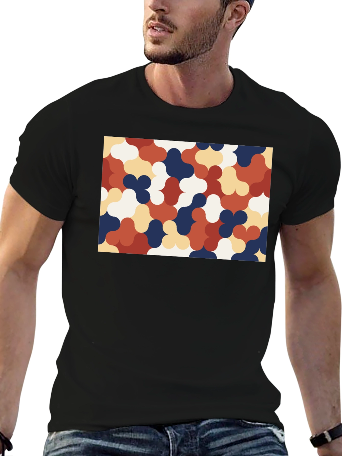 Retro Pattern Black T-Shirt