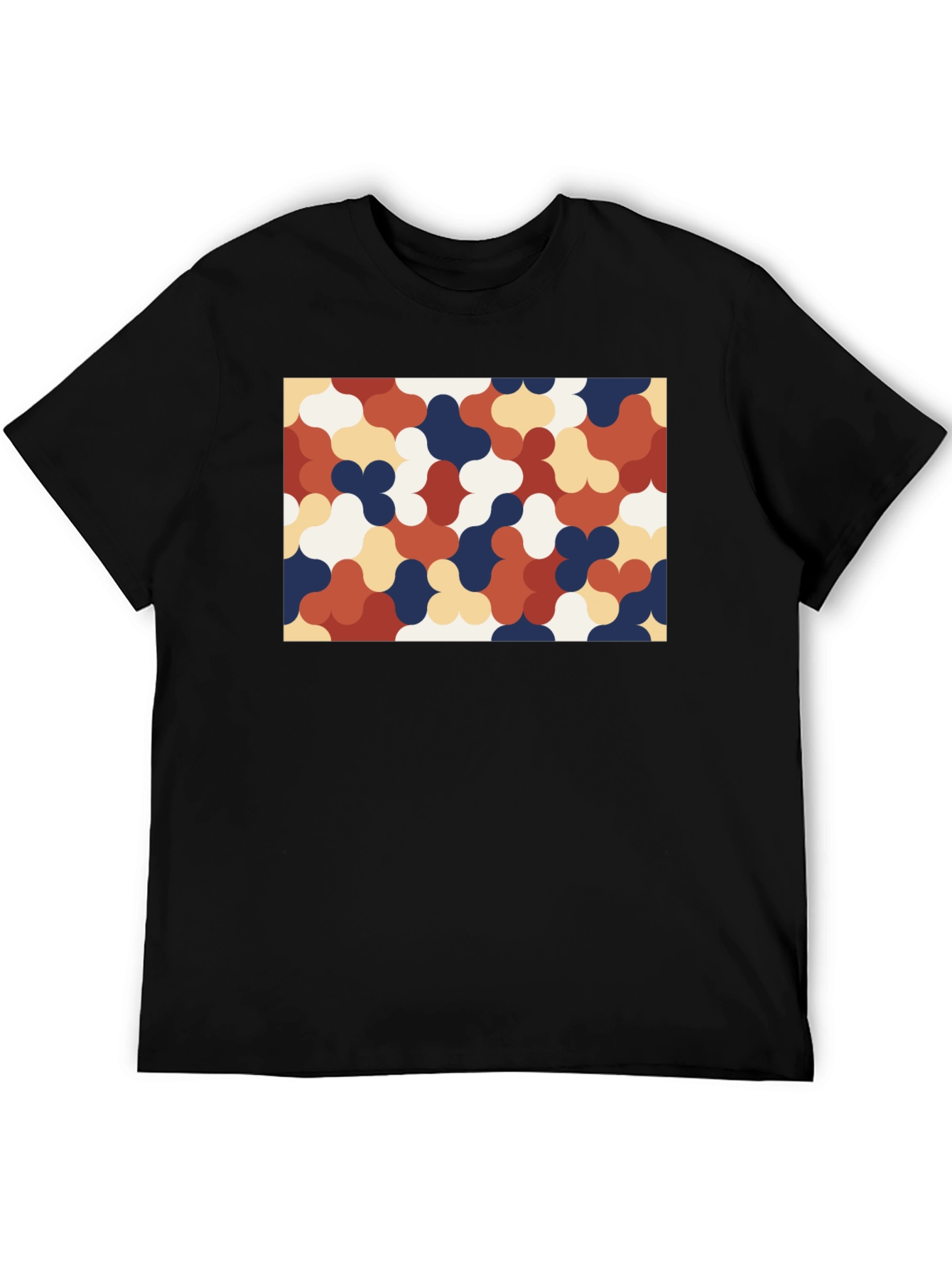 Retro Pattern Black T-Shirt