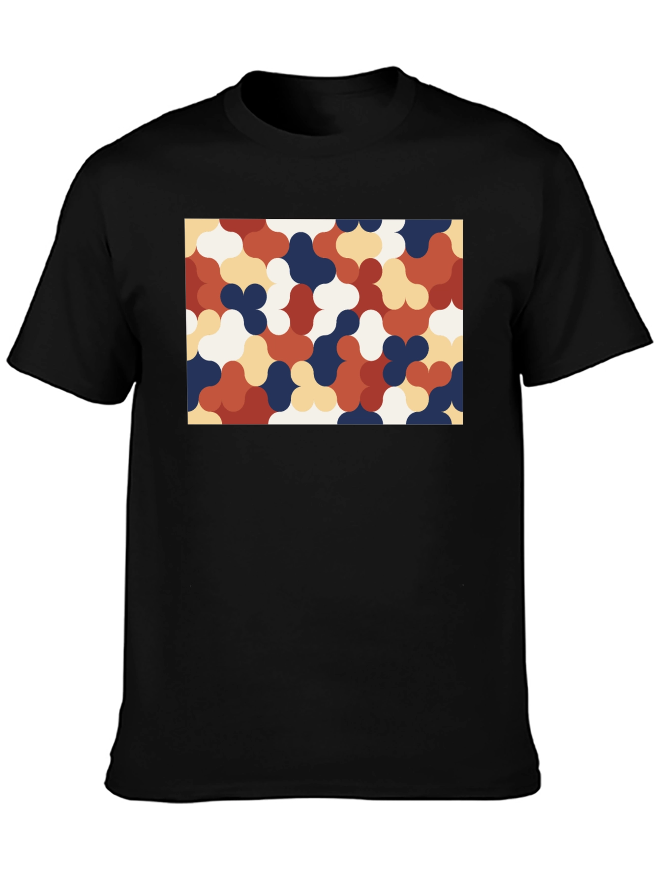 Retro Pattern Black T-Shirt