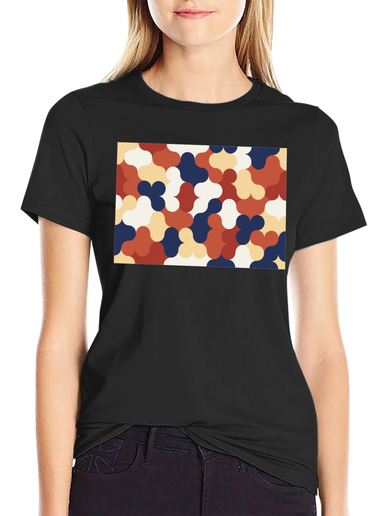 Retro Pattern Black T-Shirt