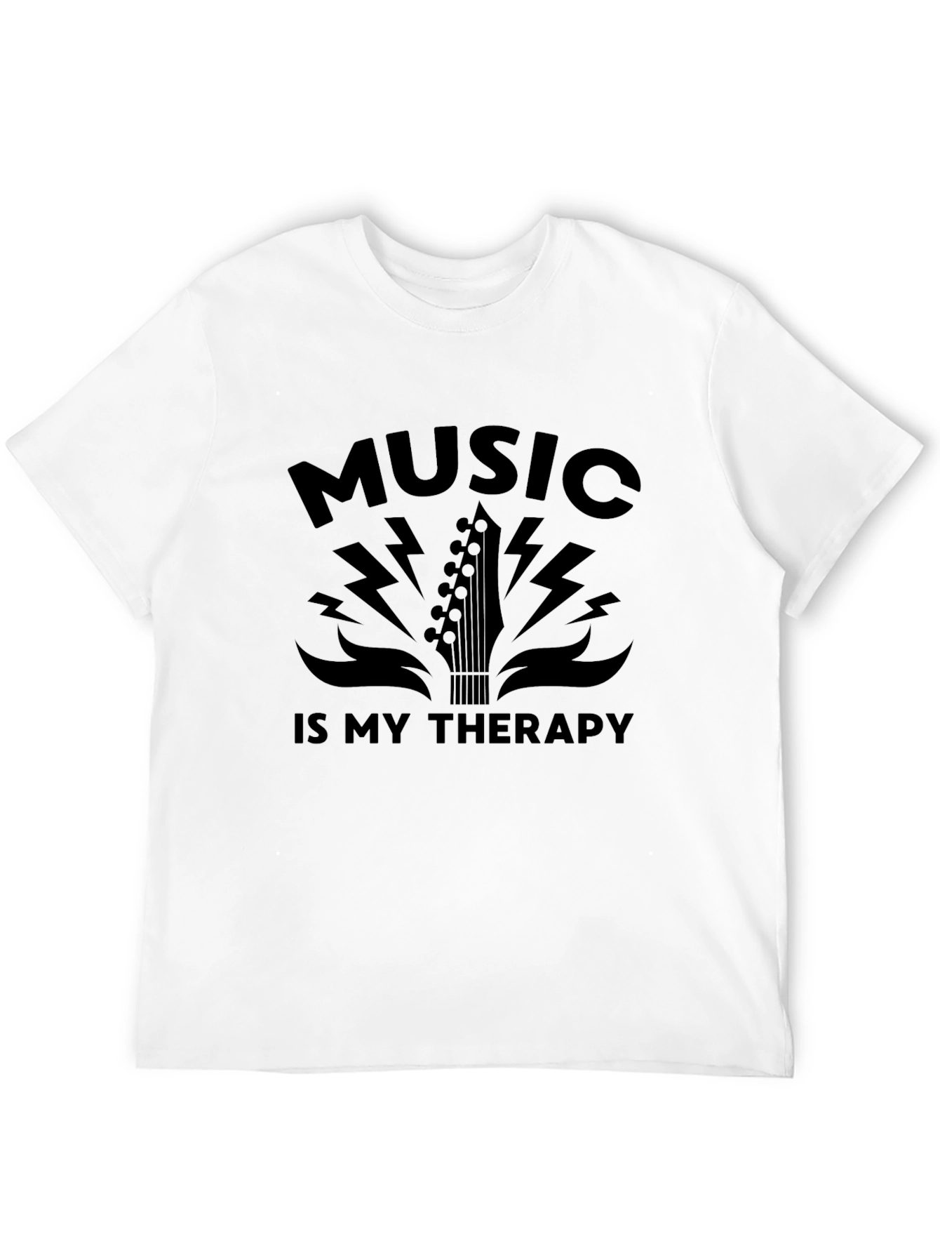 Music Therapy Graphic Tee - Black Cotton T-Shirt
