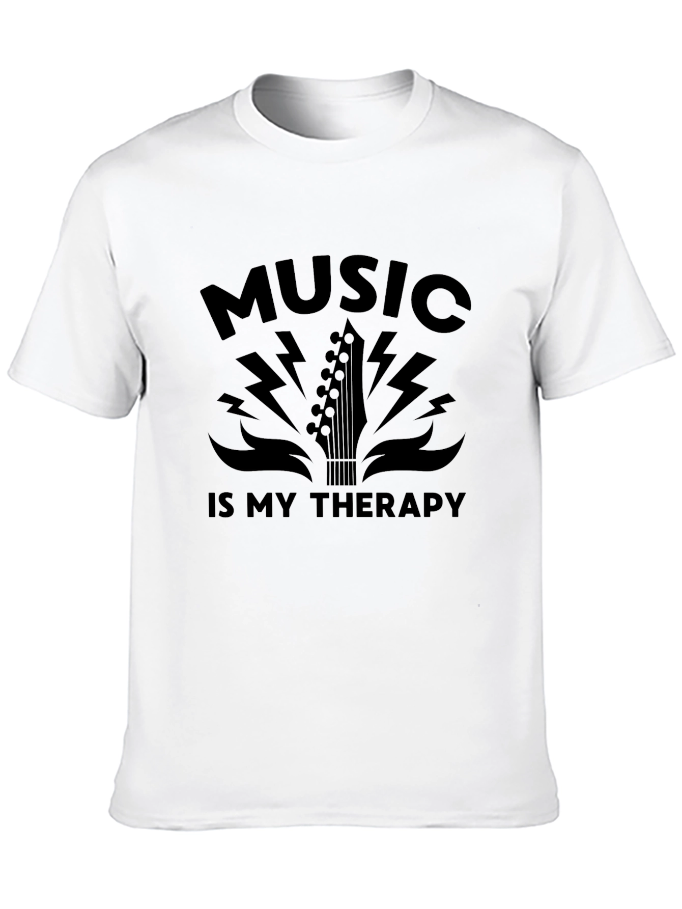 Music Therapy Graphic Tee - Black Cotton T-Shirt