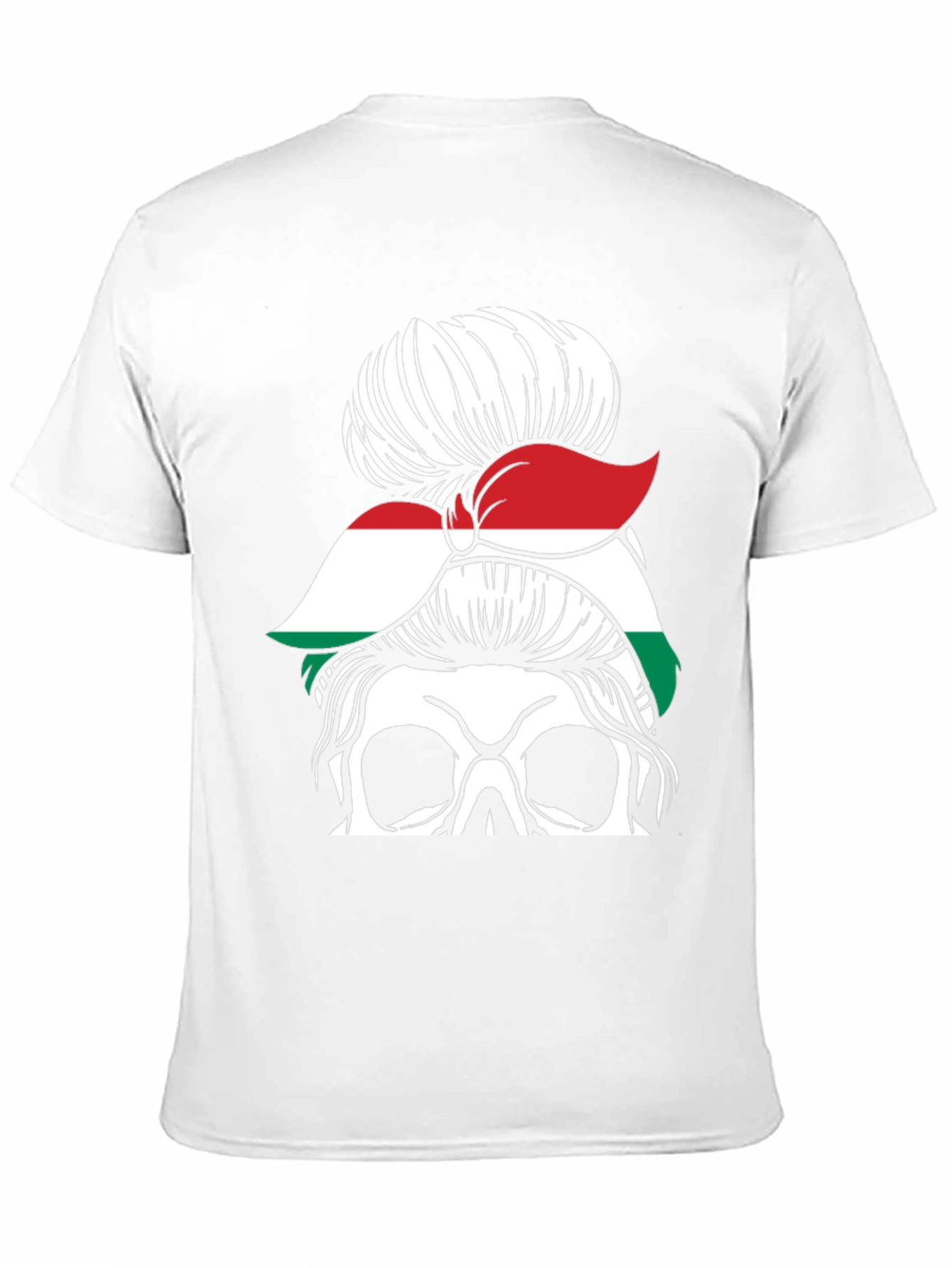Skull Messy Bun Hungary Flag T-Shirt