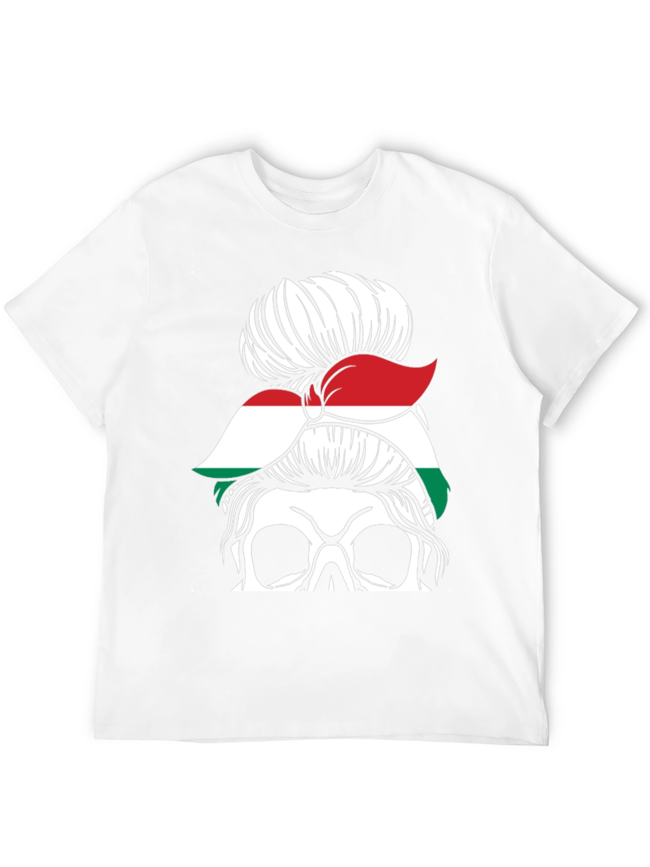 Skull Messy Bun Hungary Flag T-Shirt
