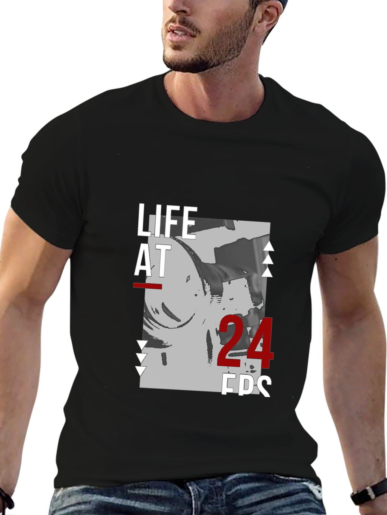 Life at 24 FPS Black Graphic Tee