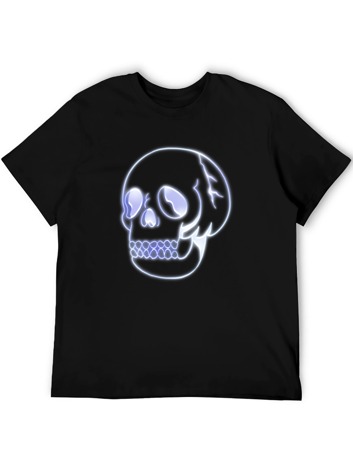 Neon Skull Graphic Print Black T-Shirt