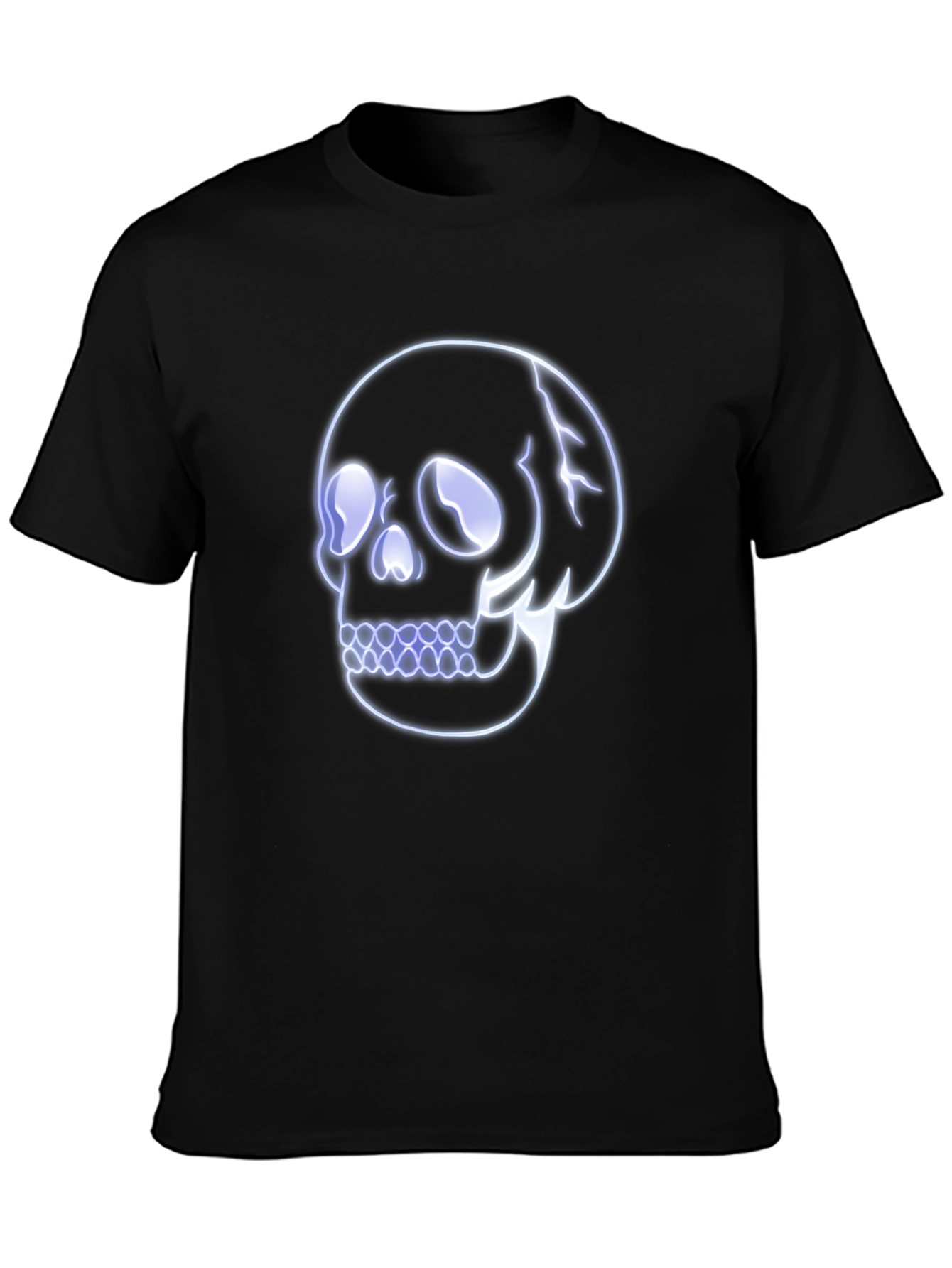 Neon Skull Graphic Print Black T-Shirt