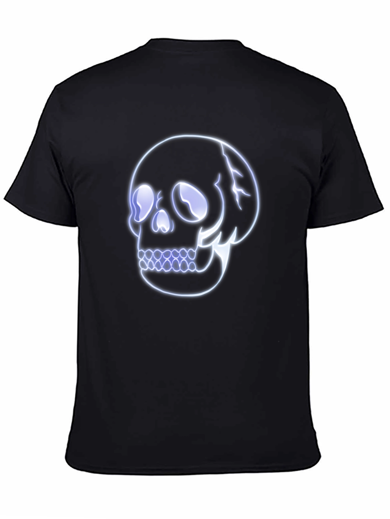 Neon Skull Graphic Print Black T-Shirt