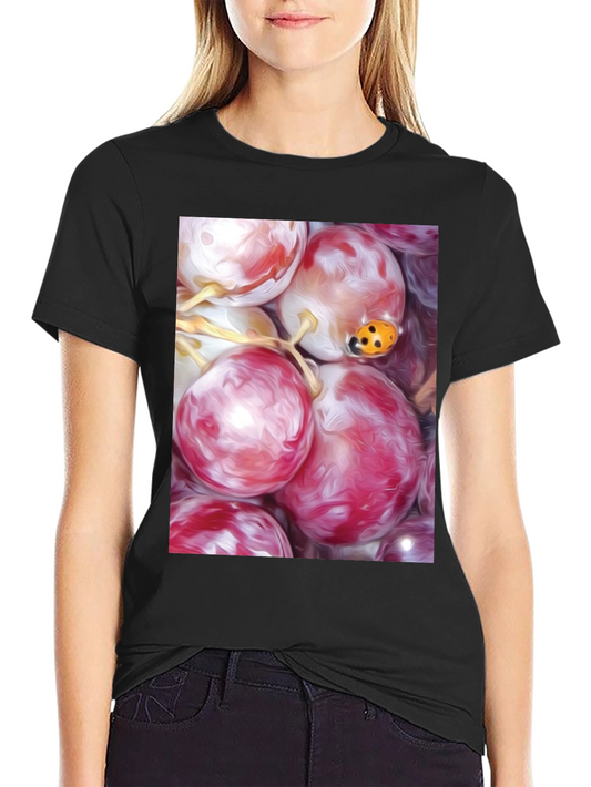 Grapes & Ladybug Graphic Tee - Unique Artistic Design