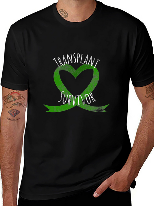 Transplant Survivor T-Shirt - Green Heart Ribbon Tee